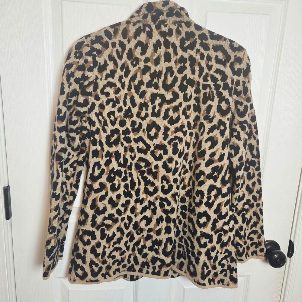 J.Crew Cardigan Sweater Womens M Brown Leopard Animal Print Collared Knit - Picture 8 of 15